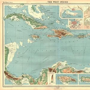 Geographical map of the West Indies