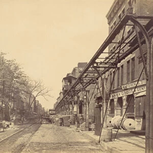Greenwich Street, New York City, with Office of Erie Railway, 1870s. Creator: Unknown
