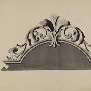 Half-canopy Carved Bed, c. 1936. Creator: Dorothy Posten