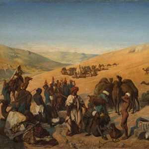 Halt of Caravans at the Wells of Saba (Beersheba) in the Desert South of Hebron, 1850