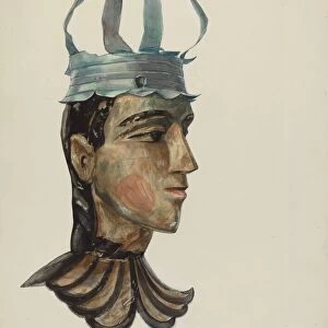 Head of Carved Figure with Tin Crown, 1935 / 1942. Creator: Majel G. Claflin