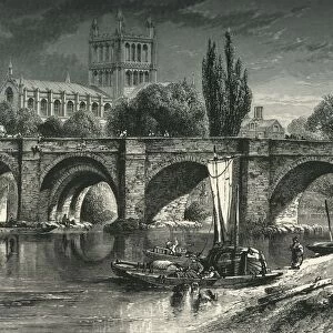 Hereford Cathedral, and Wye Bridge, c1870