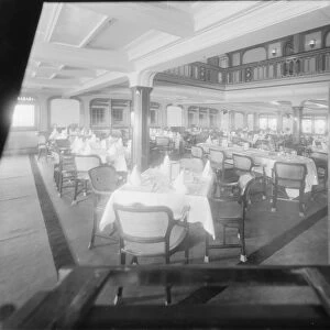 Interior shot of dining room, possibly the Royal Yacht Squadron, Cowes