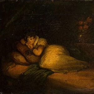 Interior With Woman On A Bed, 1780. Creator: John Daniel Bond