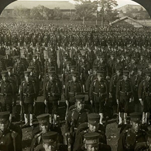 Japanese infantry at the Emperors birthday review, Tokyo, Japan. Artist: Excelsior Stereoscopic Tours