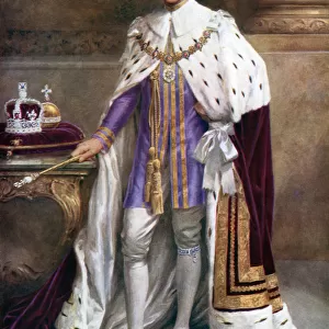 King George VI in coronation robes, 1937. Artist: Albert Henry Collings