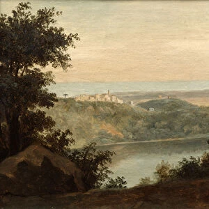 Lake Nemi; in the background the city of Genzano, late 18th / early 19th century. Artist: Pierre Henri de Valenciennes