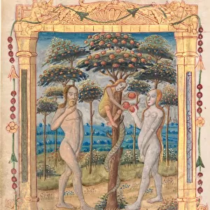 Leaf from a Book of Hours: Adam and Eve and the Fall of Man... (recto), c. 1510. Creator: Unknown