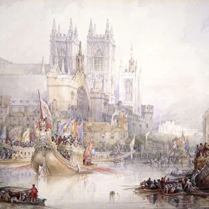 The Lord Mayors Show at Westminster, 1830. Artist: David Roberts