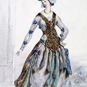 Mademoiselle Sophie, Costume design for an opera, c1820-1857. Artist: Achille Deveria