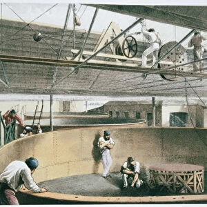 Manufacturing the transatlantic telegraph cable, c1865 (1866). Artist: Robert Dudley