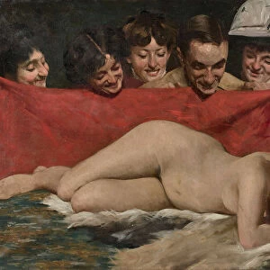 The peep show (Les voyeurs), 1912. Creator: Massani, Pompeo (1850-1920)