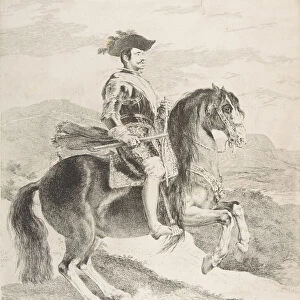 Philip IV on horseback, after Velazquez, 1778. Creator: Francisco Goya