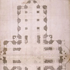 Plan of St Pauls Cathedral, London, 1758. Artist: John Gwyn