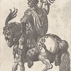 Plate 3: Emperor Tiberius on Horseback, from The First Twelve Roman Caesars, 1596
