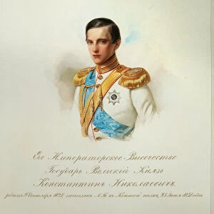 Portrait of Grand Duke Konstantin Nikolaevich of Russia (1827-1892) (From the Album of the Imperial Horse Guards), 1846-1849. Artist: Hau (Gau), Vladimir Ivanovich (1816-1895)