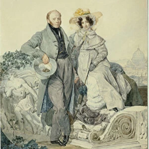 Portrait of Grigory Nikanorovich and Varvara Alexeyevna Olenin, 1827. Artist: Briullov, Karl Pavlovich (1799-1852)