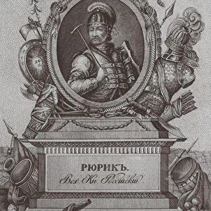 Portrait of Rurik, a Varangian chieftain and founder of Kievan Rus (ca. 830-ca. 879). Artist: Osipov, Alexei Agapievich (1770-1850)