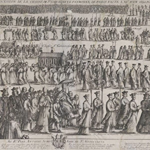 The procession of the casket of St. Genevieve, with clerics