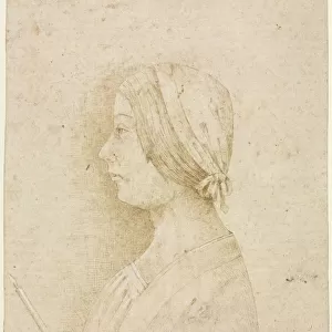 Profile of a Girl Holding a Candle, 1400s. Creator: Unknown