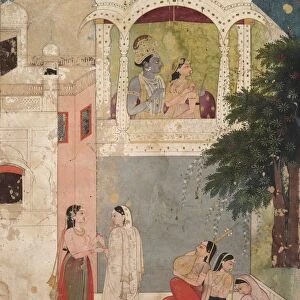 Radha and Krishna Seated on a Balcony, c. 1760. Creator: Unknown