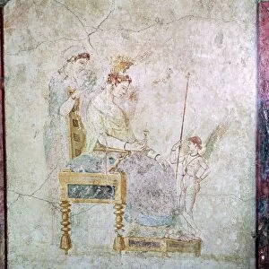Roman wall-painting of Aphrodite, Eros, and one of the Graces, 1st century