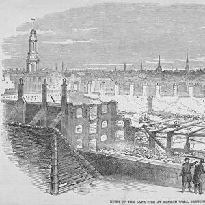 Ruins at London Wall from Carpenters Hall as the result of a fire in 1849