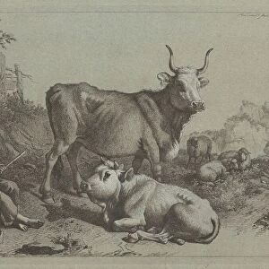 Seated Shepherd with a Bull and Bullock, 1763. Creator: Francesco Londonio