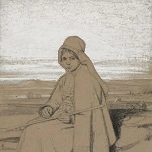 A Seated Shepherdess, 1800s. Creator: Jules Dupre (French, 1811-1889)