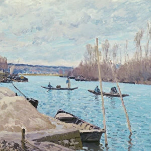 The Seine at Port-Marly, Piles of Sand, 1875. Creator: Alfred Sisley
