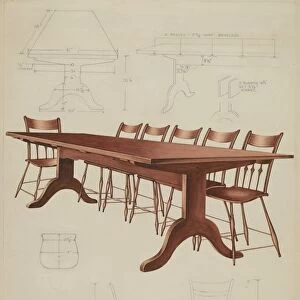 Shaker Dining Table and Chairs, c. 1937. Creator: Lon Cronk