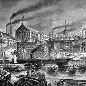 Shipyards and shipping on the Clyde, c1880. Artist: V Dutertre