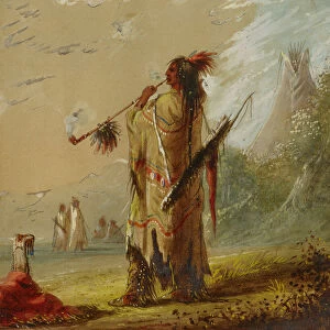 A Shoshonee Indian Smoking, ca. 1860s. Creator: Alfred Jacob Miller