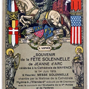 Souvenir of a festival to honour Joan of Arc, staged at Mainz Cathedral, Germany, 1919