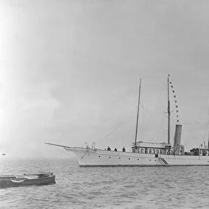 The steam yacht Sea Fay at anchor, 1921. Creator: Kirk & Sons of Cowes
