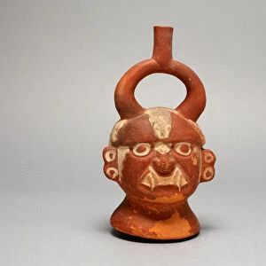 Stirrup Vessel in the Form of the Head, Possibly Ai-Apec, 100 B. C. / A. D. 500
