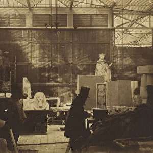 [Storeroom with Artisans and Plaster Casts, Crystal Palace], 1852