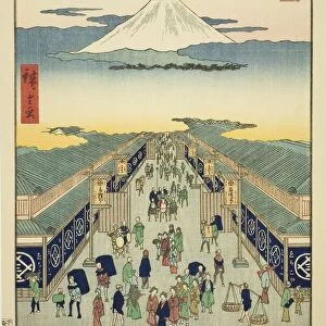 Surugacho, from the series "One Hundred Famous Views of Edo (Meisho Edo hyakkei)", 1856. Creator: Ando Hiroshige. Surugacho, from the series "One Hundred Famous Views of Edo (Meisho Edo hyakkei)", 1856. Creator: Ando Hiroshige