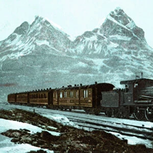Swiss steam train through the Gotthard, 1910