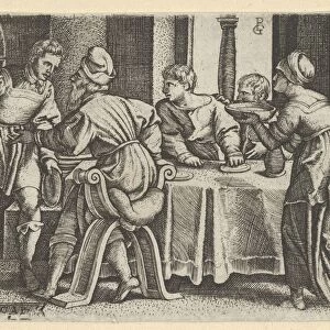 Tobias Leaving the Table, from The Story of Tobias, 1543. Creator: Georg Pencz