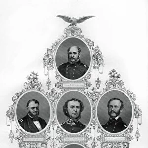 Union Civil War Admirals Winslow, Goldsborough, Du Pont, Dahlgren and Stringham, 1862-1867. Artist: J Rogers