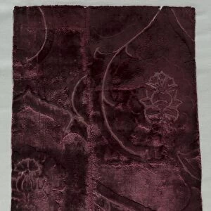 Two Velvet Fragments Sewn Together, 1400s. Creator: Unknown