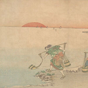 Three Water Carriers at the Shore, late 18th century. Creator: Katsukawa Shunko