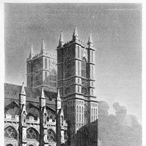 Western towers, Westminster Abbey, London, 1815. Artist: Matthews