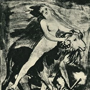 Witch riding a goat, late 18th-early 19th century, (1943). Creator: Francisco Goya