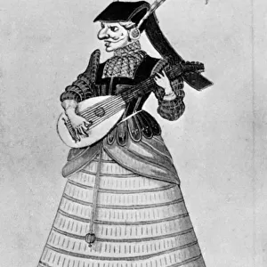 A woman playing a stringed instrument, early 17th century (1926). Artist: Daniel Rebel