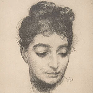 Womans Head, from L Estampe Moderne, 1897-99. Creator: Felix Bracquemond