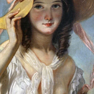 Young Girl with Flowers, 1843. Artist: Camille Joseph Etienne Roqueplan