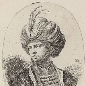Young Moor with a Slight Beard and Feathered Turban, Turned to the Left, 1650