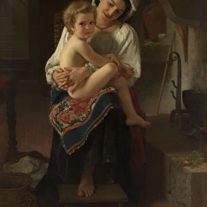 Young Mother Gazing at Her Child, 1871. Creator: William-Adolphe Bouguereau